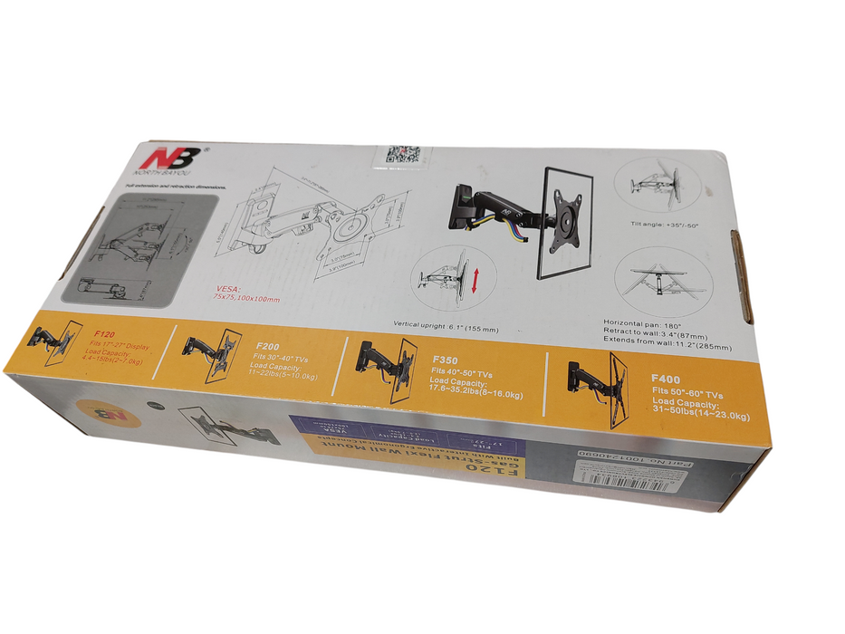F120 Gas-Strut Flexi Wall Mount 17" - 27"