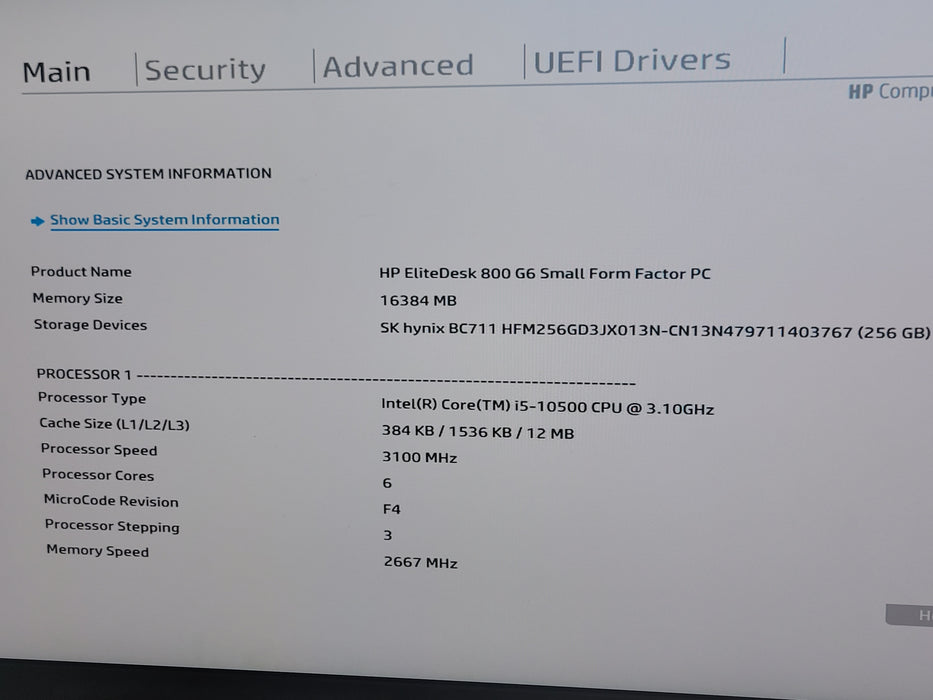 HP EliteDesk 800 G6 SFF Intel Core i5 10500 3.10GHz,16GB DDR4, 256GB NVMe, Wi-Fi