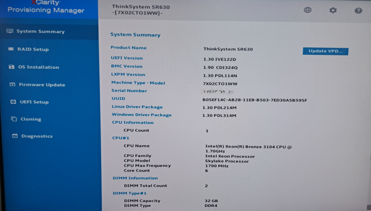 Lenovo ThinkSystem SR630 | Xeon Bronze 3104 | 64GB DDR4 | NO HDD