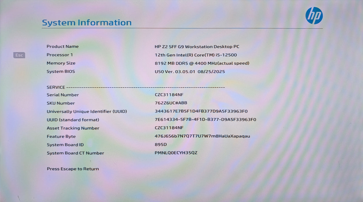 HP Z2 SFF G9 Workstation Desktop PC, i5-12500, 8GB DDR5, 256GB NVMe