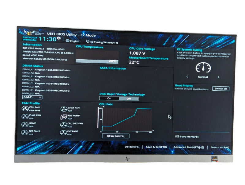 ASUS TUF X299 MARK 2 Intel i7-7820X ( 8 Core 16 Thread) @ 3.60GHz, 64GB RAM -