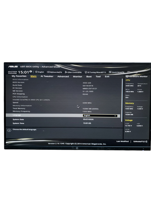 Asus Gaming PC I5-4460 3.2GHz 16GB RAM NO-HDD/SSD