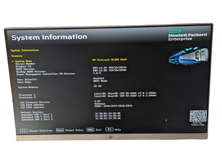 HPE ProLiant DL360 Gen9 2x Intel Xeon E5-2660 v3 32GB RAM 1U Server