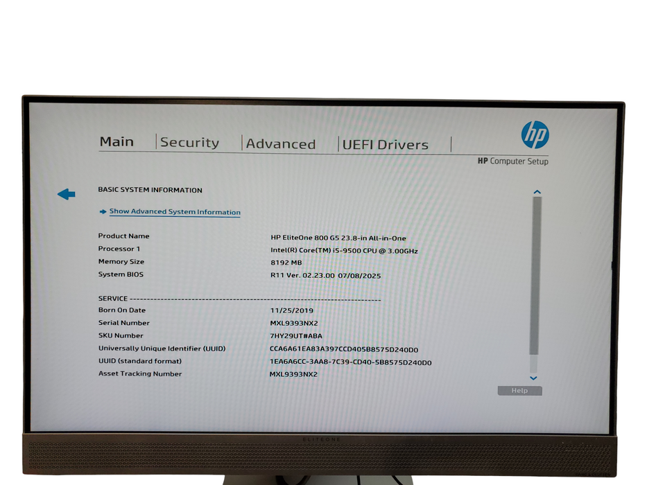 HP EliteOne 800 G5 AIO, i5-9500, 8GB DDR4, No HDD/OS, READ