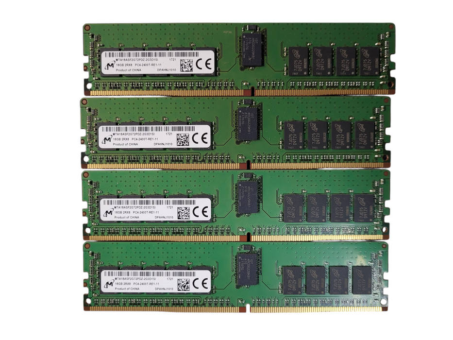 Lot of 4x Micron 16GB 2Rx8 PC4-2400T-RE1 DDR4 Server RAMs