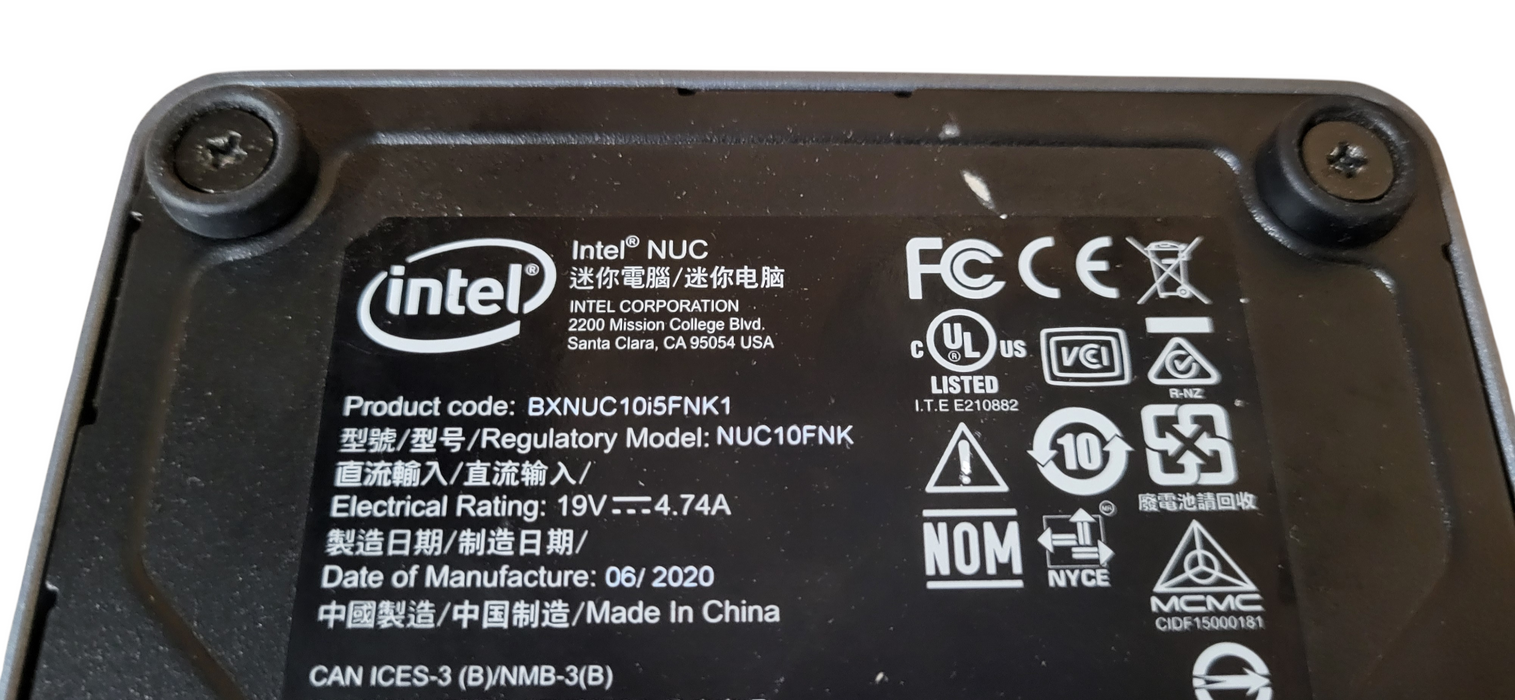 Intel BXNUC10i5FNK1, Core i5-10210U 1.60GHz, 16GB RAM 256GB NVME