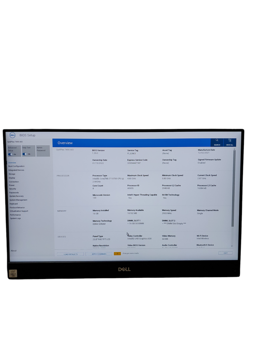 Dell OptiPlex 7490 AIO I7-10700 16GB UHD Graphics 630