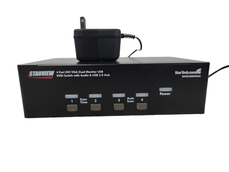 Startech SV431DDVDUA 4 Port KVM Switch. VGA, DVI, USB, Audio. w/ power adap