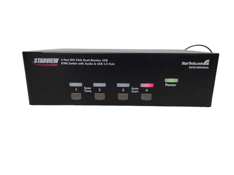Startech SV431DDVDUA 4 Port KVM Switch. VGA, DVI, USB, Audio. w/ power adap