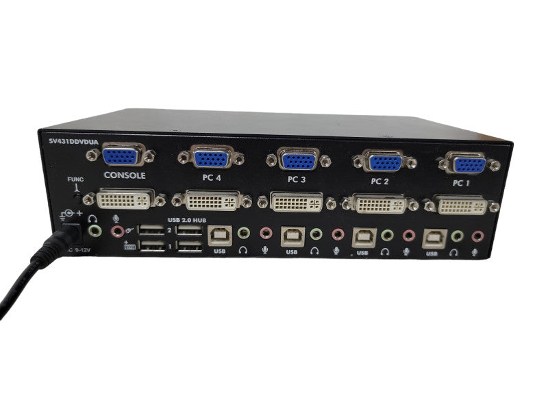 Startech SV431DDVDUA 4 Port KVM Switch. VGA, DVI, USB, Audio. w/ power adap