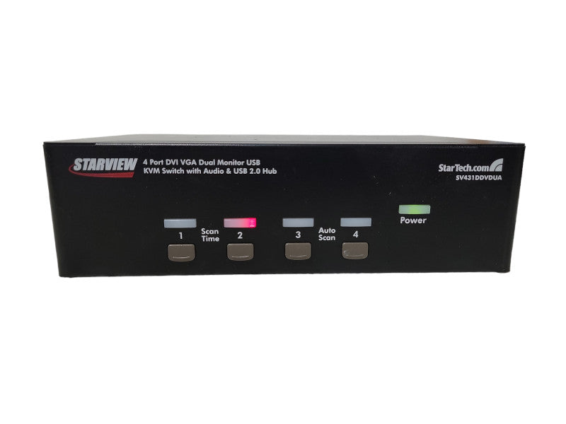 Startech SV431DDVDUA 4 Port KVM Switch. VGA, DVI, USB, Audio. w/ power adap