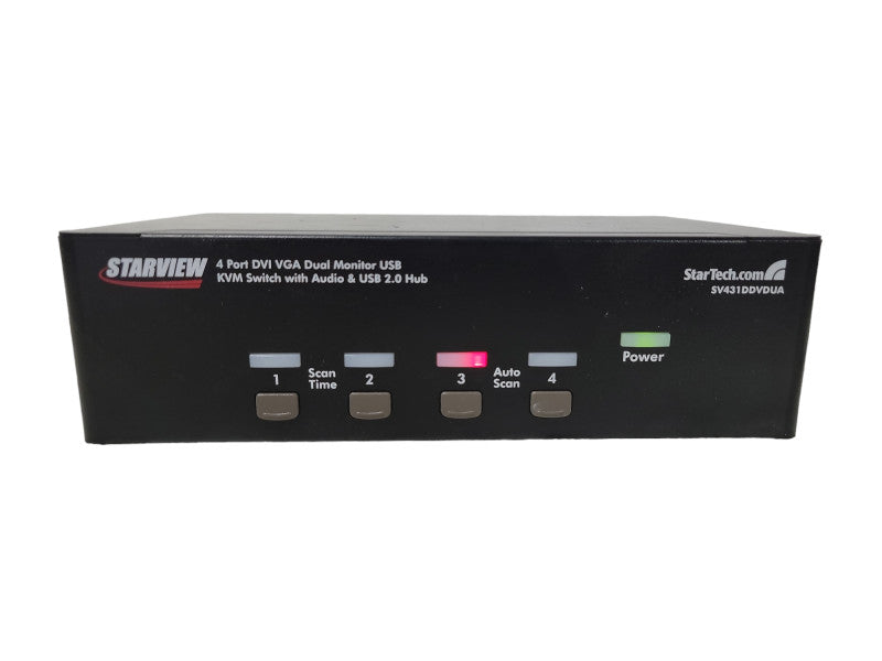 Startech SV431DDVDUA 4 Port KVM Switch. VGA, DVI, USB, Audio. w/ power adap