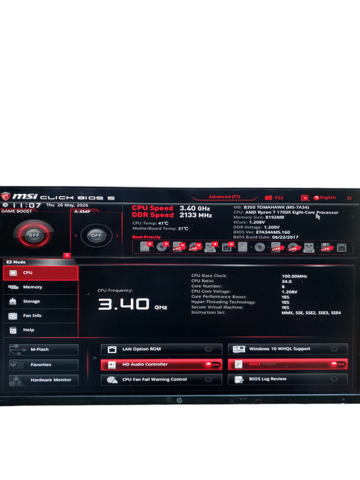 CUSTOM PC Ryzen 7 1700X WITH RADEON RX 580 8G V1 8GB RAM NO-HDD
