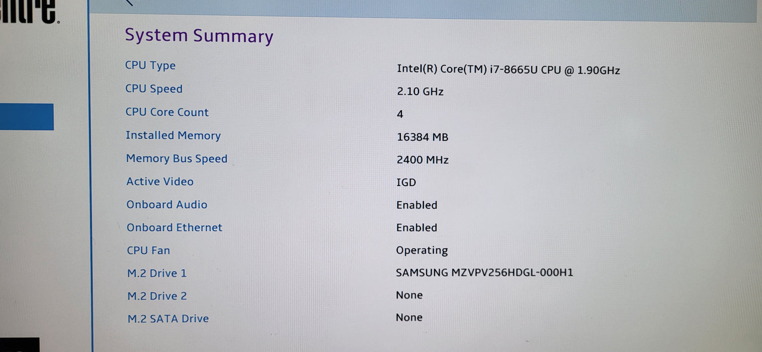Lenovo Think Centre M90N USFF i7-8665U CPU | 16GB DDR4 | 256GB NVMe