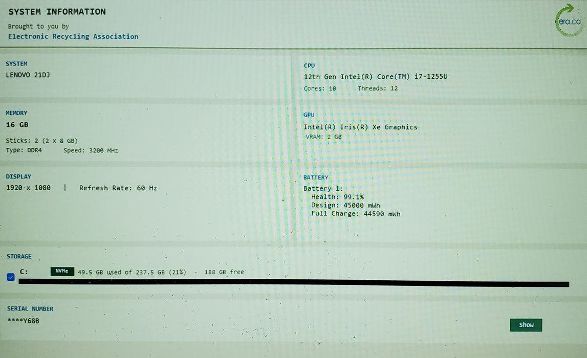 Lenovo ThinkBook 15 G4 IAP TOUCH i7-1255U 16GB DDR4 256GB NVMe READ