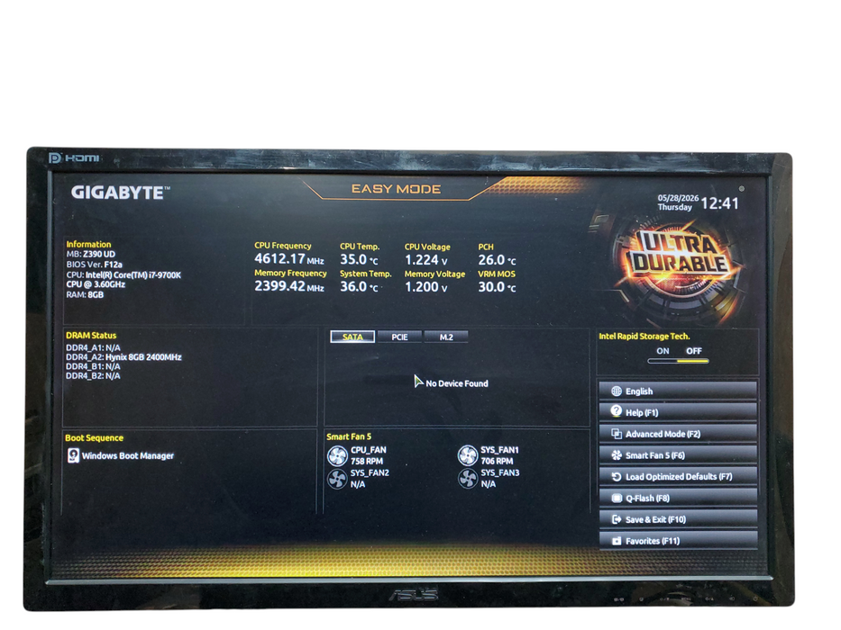 Corsair Custom Tower PC, i7-9700K, Gigabyte Z390 UD, 8GB DDR4, No HDD/OS