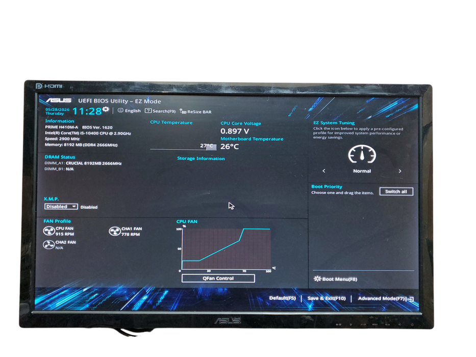 Custom Tower, i5-10400, ASUS PRIME H410M-A, 8GB DDR4, No HDD/OS