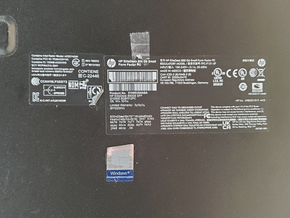 HP EliteDesk 800 G6 SFF - Core i5-10500, 16GB DDR4, 256GB NVMe