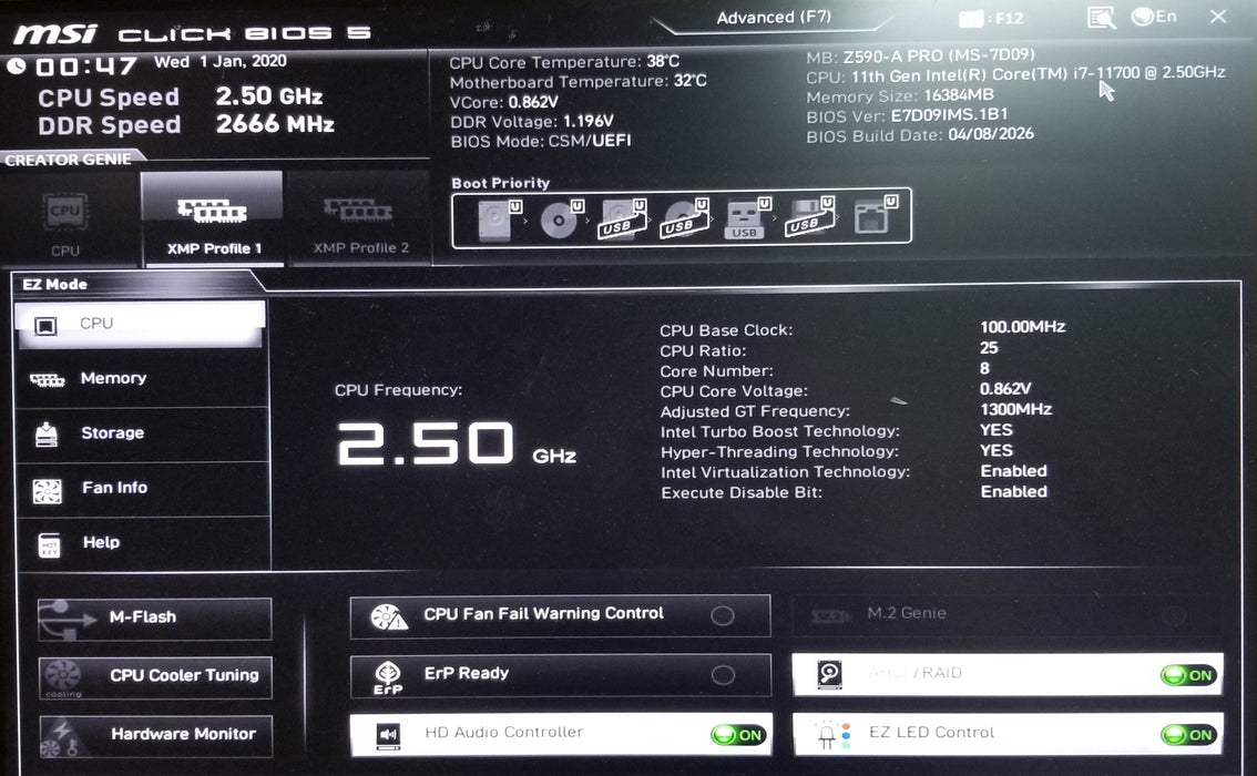 Generic Pc w/ MSi Z590-A Core i7-11700 16GB RAM No HDD GTX 1060