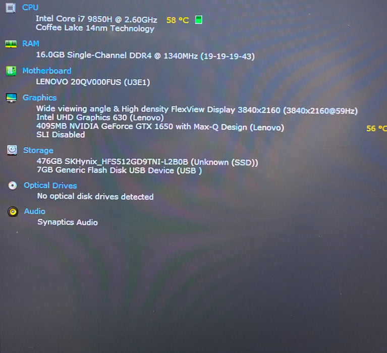 Lenovo ThinkPad X1 Extreme 4K i7-9850H GTX 1650 4GB GPU 16GB RAM 512GB SSD READ!