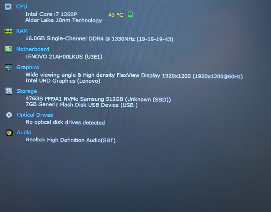 Lenovo ThinkPad T14 TOUCH Core  i7-1260P 2.10GHz 16GB RAM 512GB SSD