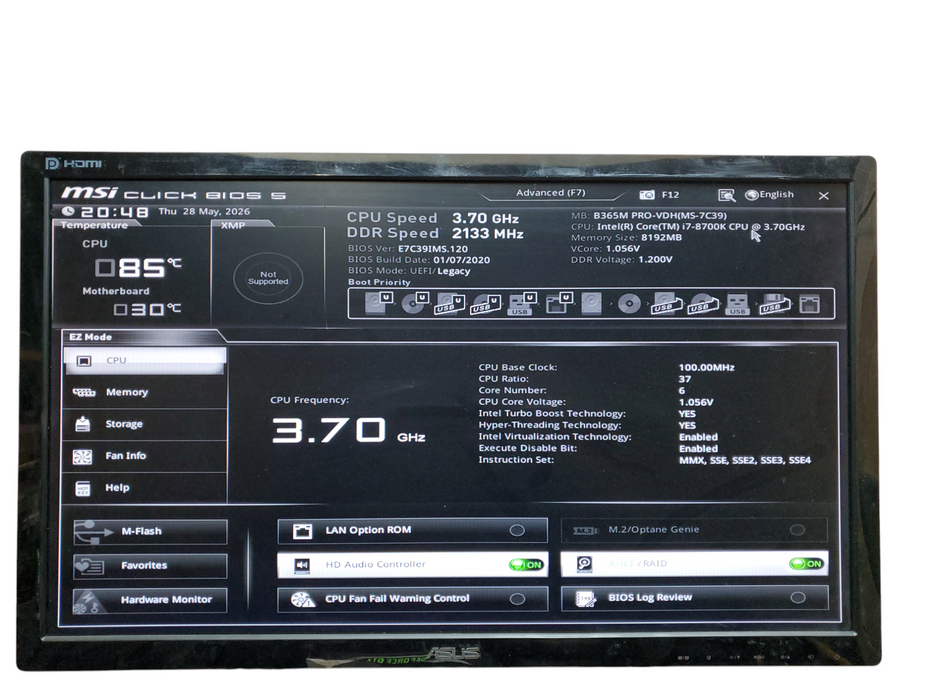 Antec Custom PC, i7-8700K, MSI B365M PRO, 8GB DDR4, No HDD/OS, READ
