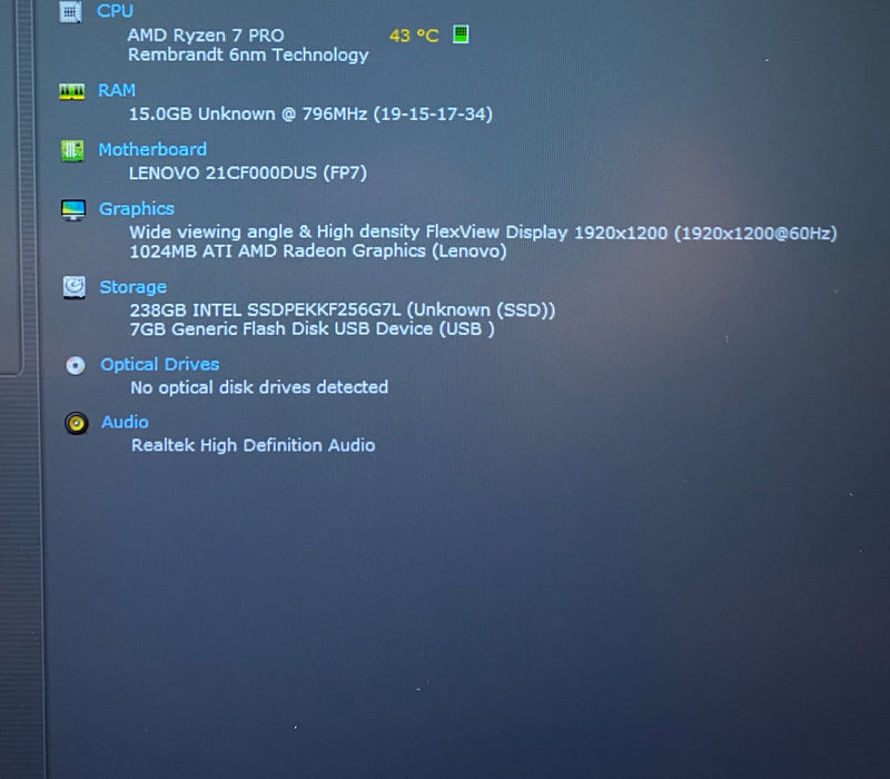 Lenovo ThinkPad T14 TOUCH AMD Ryzen 7 PRO 6850U 16GB RAM 256GB SSD