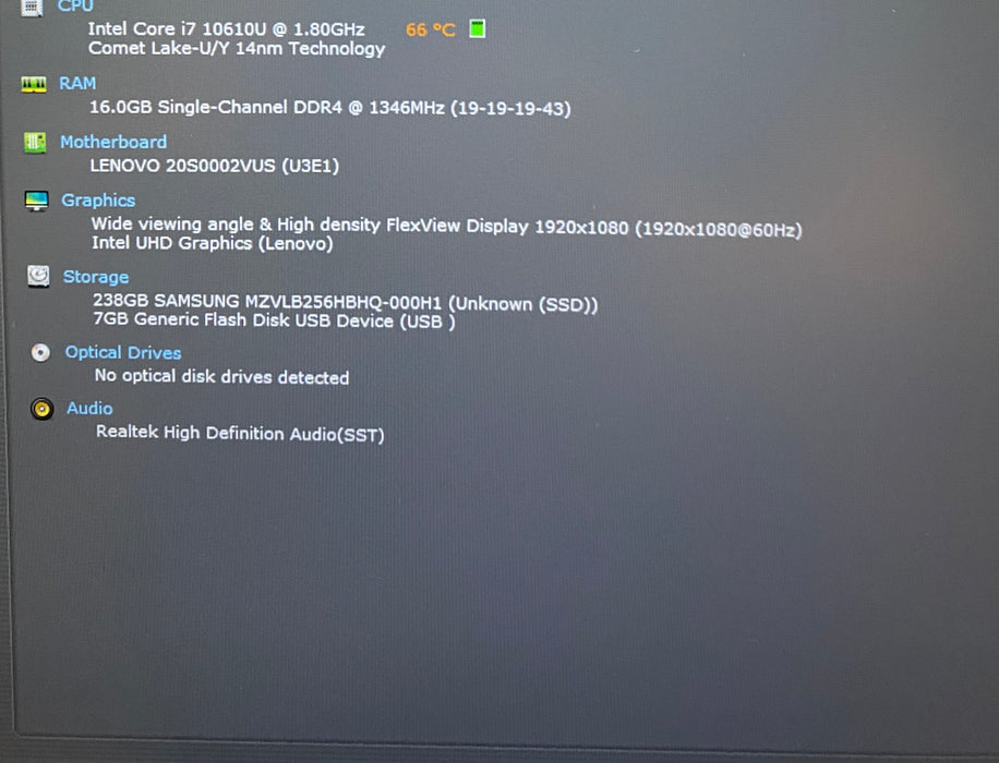 Lenovo ThinkPad T14 Gen 1 TOUCH Core i7-10610U vPRO 16GB RAM 256GB SSD