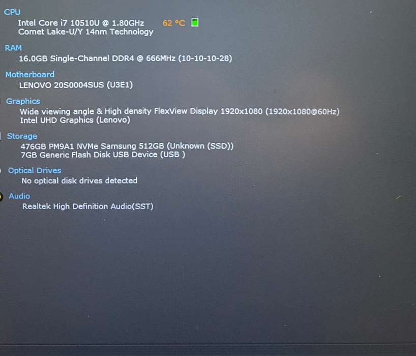 Lenovo ThinkPad T14 Gen 1 Core i7-10510U 1.80GHz 16GB RAM 512GB SSD