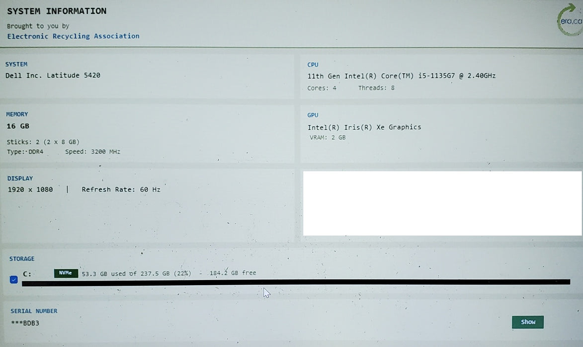 Dell Latitude 5420 i5-1135G7 16GB 256GB SSD