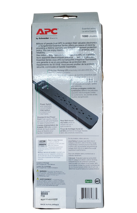 New Open Box - APC 6-Outlet Surge Protector - PE66