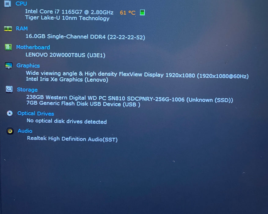 Lenovo ThinkPad T14 Gen 2 TOUCH Core i7-1165G7 2.80GHz 16GB RAM 256GB SSD