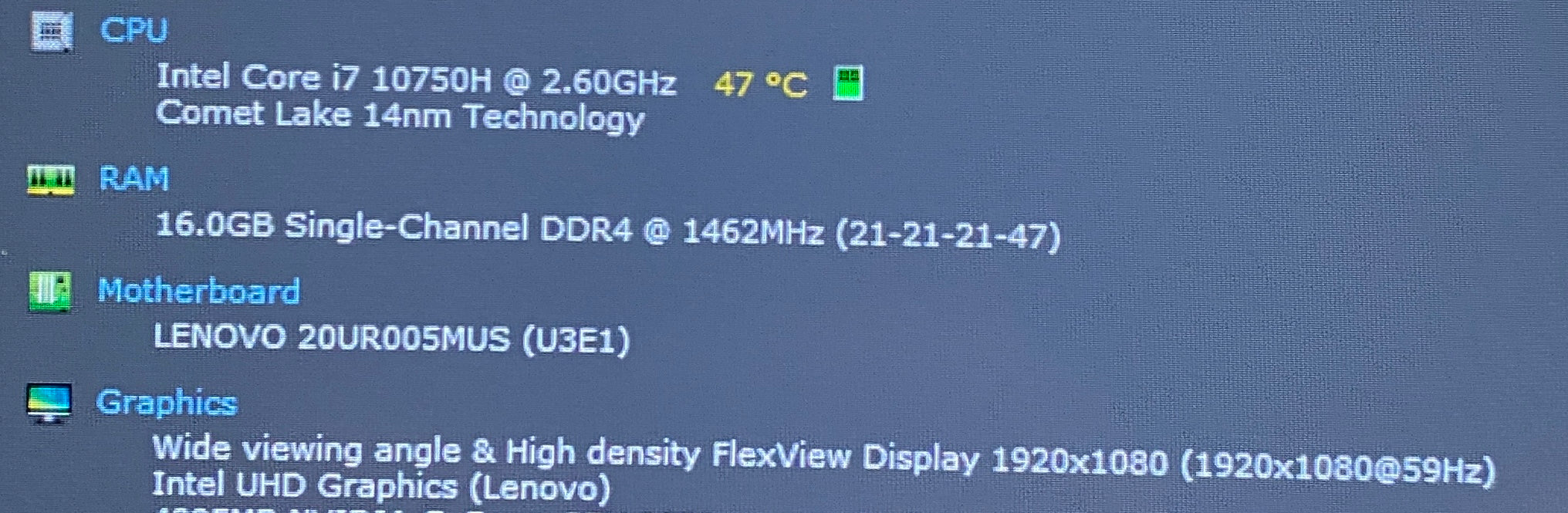 Lenovo ThinkPad T15g Gen 1 i7-10750H RTX 2080 8GB GPU 16GB RAM 512GB SSD