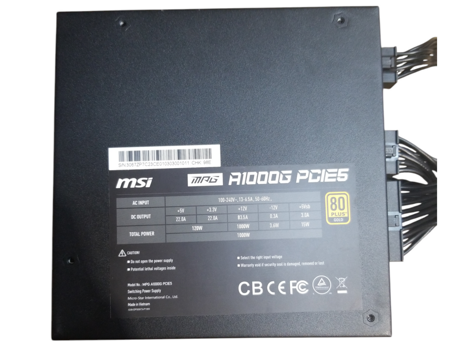 MSI MAG A1000GL PCIE5 Fully Modular 1000W Power Supply