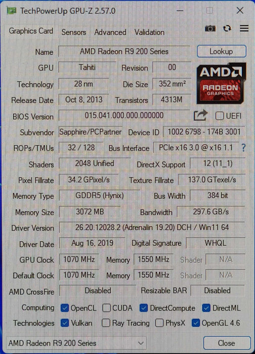 Sapphire VAPOR-X R9 280X 3GB GDDR5 OC Graphics Card