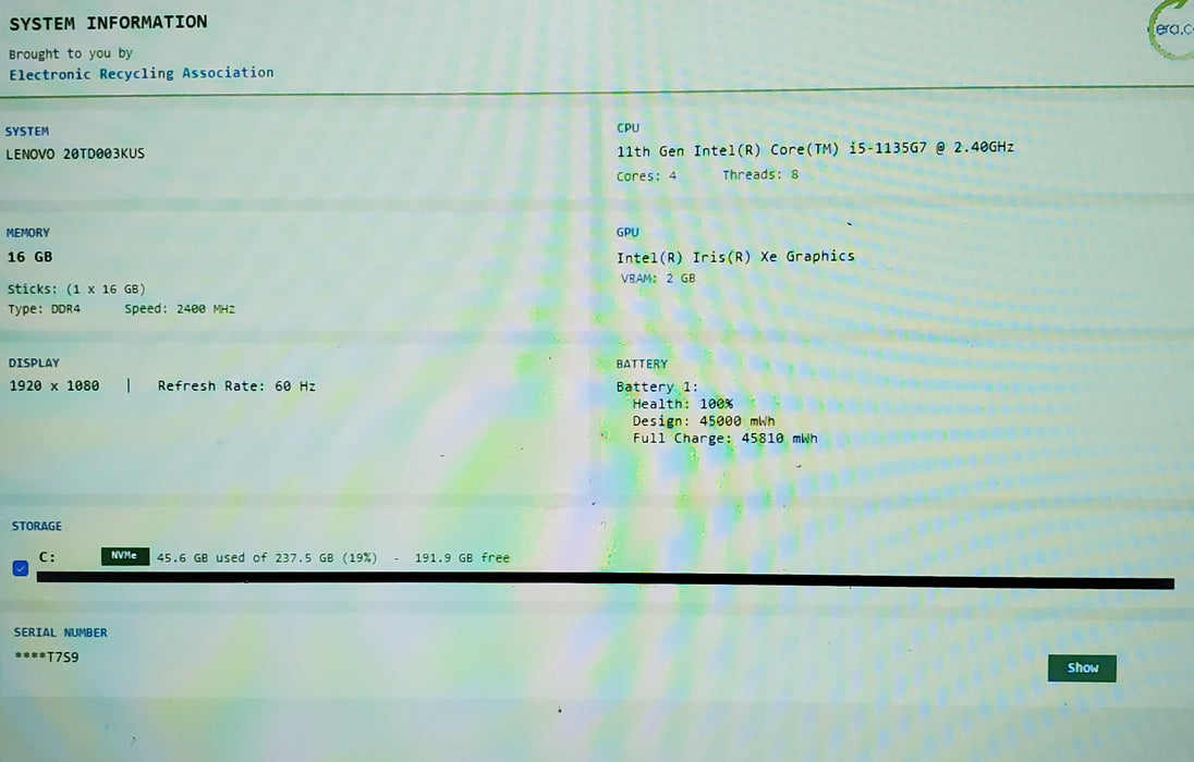 Lenovo ThinkPad E15 Gen 2 Core i5-1135G7 16GB RAM 256G SSD