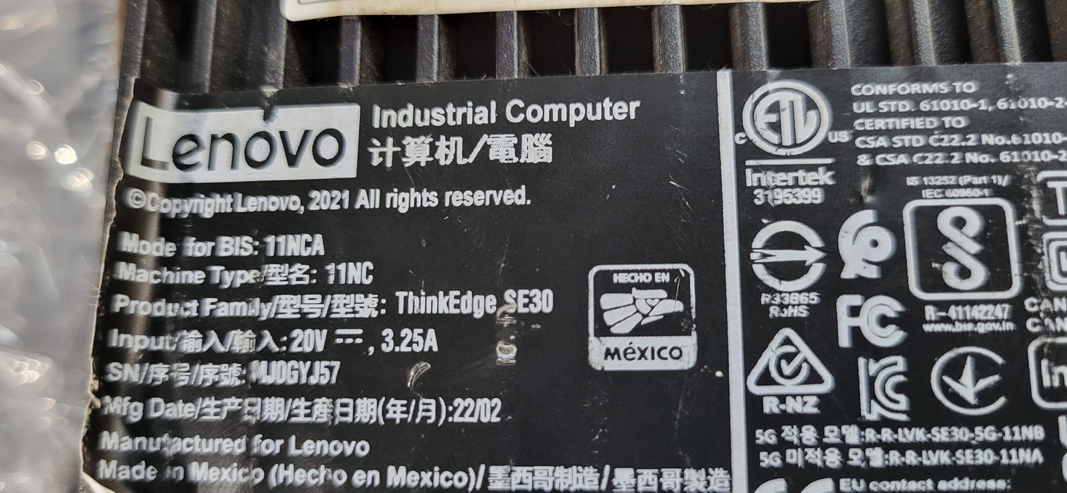Lenovo ThinkEdge SE30 Industrial Mini PC i5-1145GRE | 16GB DDR4 RAM | 256GB NVME