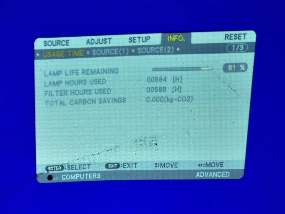 NEC NP-PA550W Large Venue Projector 5500 Lumens, 584 Lamp Hours, No remote