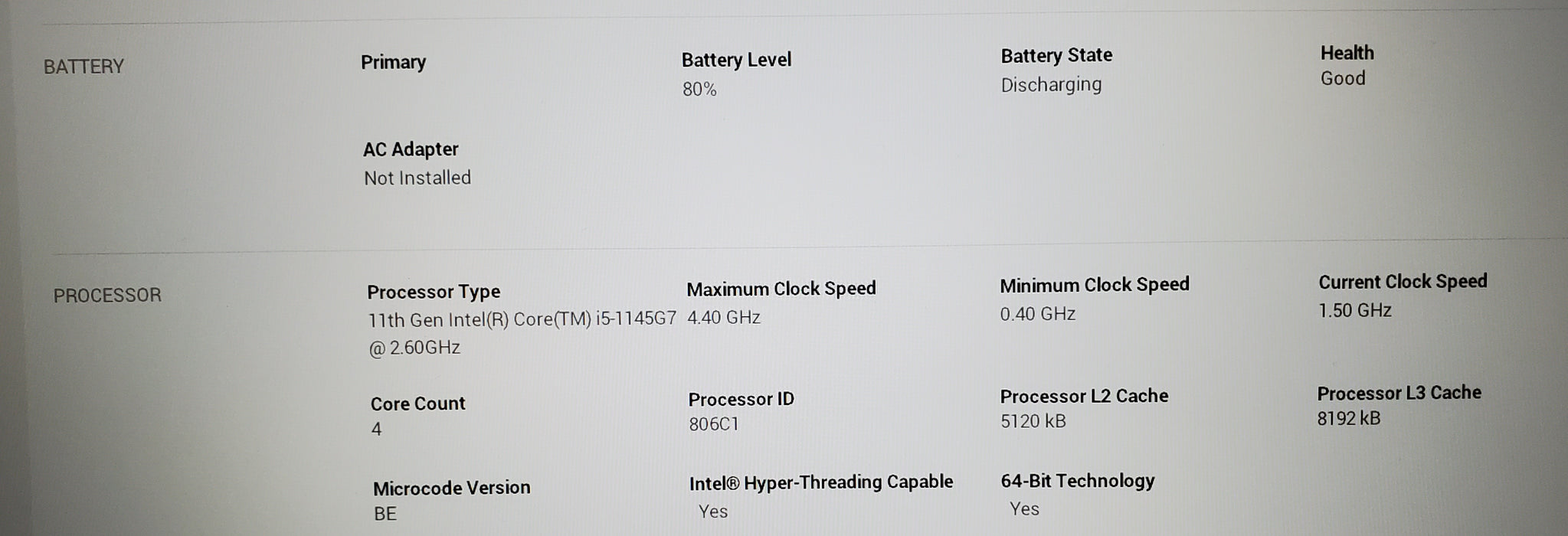 Dell Latitude 3520 i5-1145G7 @ 2.6GHz 16GB DDR4 512GB NVMe