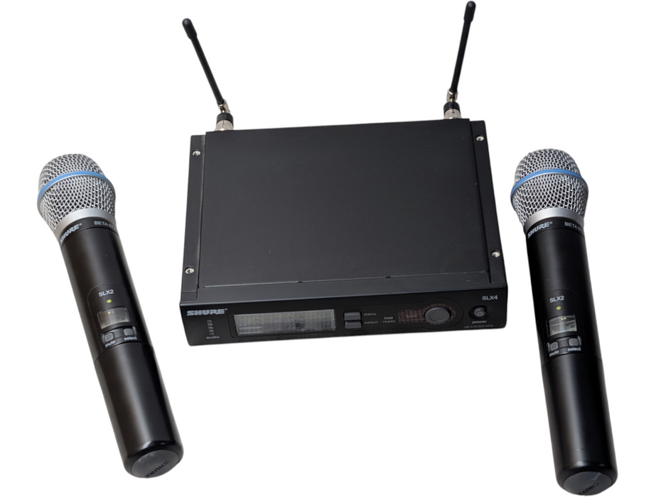 SHURE SLX4 Wireless Receiver with 2x SLX2 Wireless Microphones H5 518-542 MHz