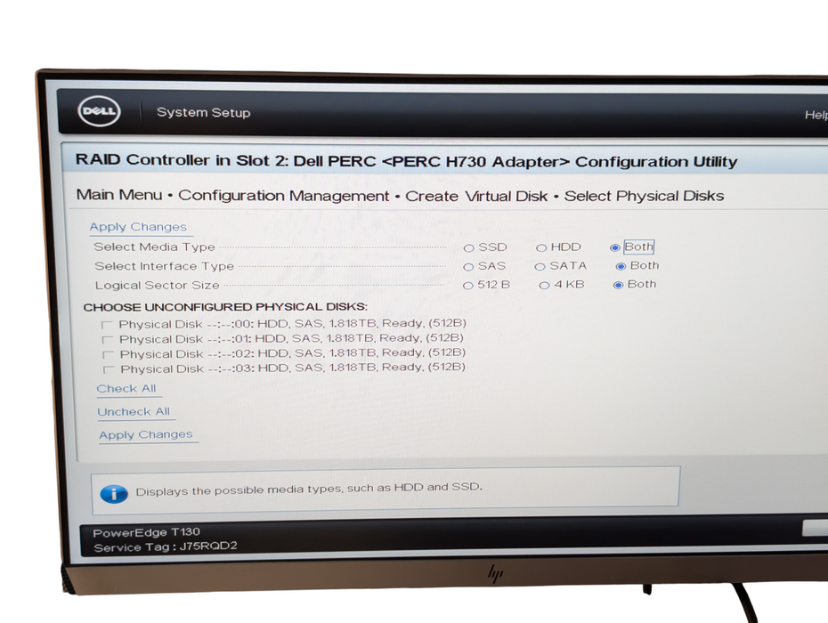 DELL PowerEdge T130 Intel Xeon E3-1230 v5 32GB RAM 4x 2TB SAS HDDs