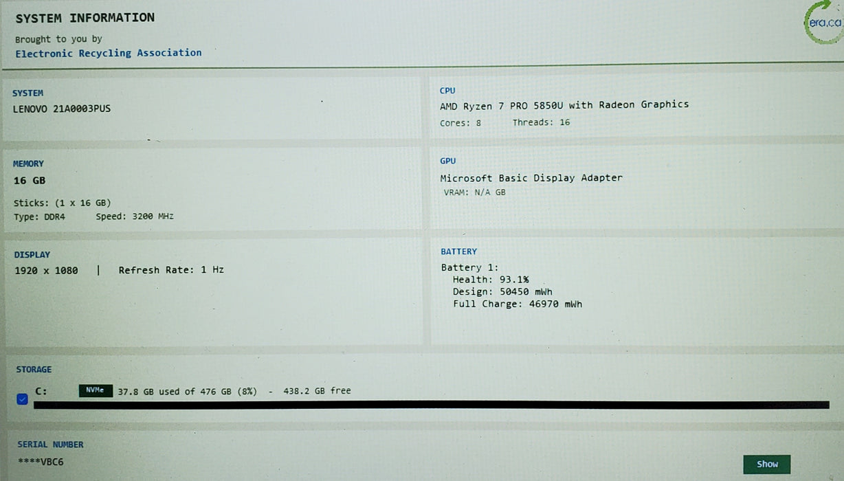 Lenovo ThinkPad P14s Gen 2 RYZEN 7 PRO 5850U 16GB DDR4 512GB NVMe READ