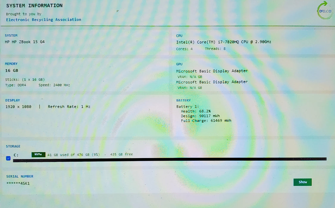 HP ZBOOK 15. G4 TOUCH i7-7820HQ 16GB RAM 512GB SSD