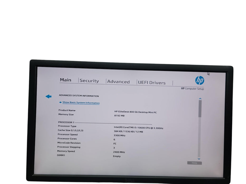 HP EliteDesk 800 G6 Mini i5 - 10600 @ 3.30GHz 8GB DDR4 Ram No HDD