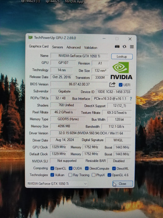 GIGABYTE GEFORCE GTX 1050 Ti 4GB GDDR5 Graphics Card