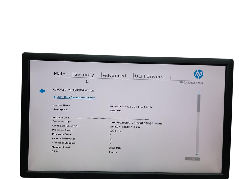 HP ProDesk 400 G6 Mini i5 - 10500T @ 2.30GHz 8GB DDR4 Ram No HDD
