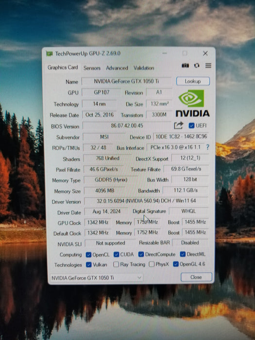 MSI GeForce GTX 1050 Ti 4GT OC 4GB GDDR5 Graphics Card