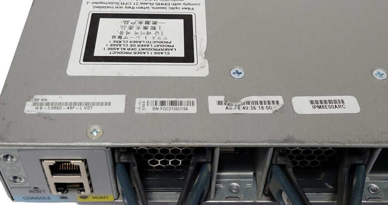 Cisco WS-C3850-48F-L 48x Gigabit POE+ Managed Switch, 2x 1100W PSU _