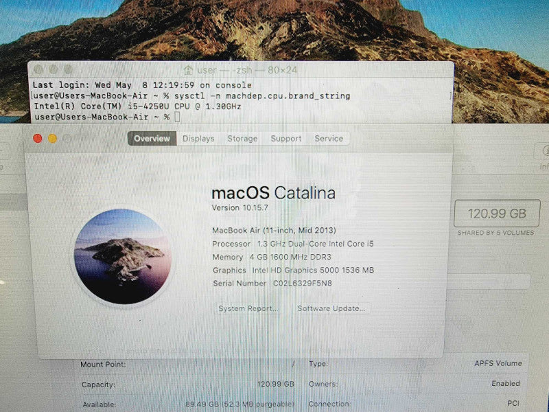 Apple Macbook Air 2013 11\\" 2-Core i5-4250U @ 1.3GHz 4GB DDR3 120GB SSD (