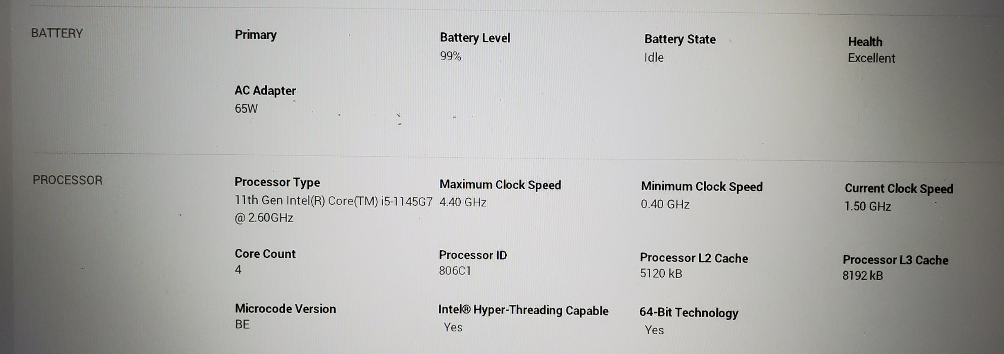 Dell Latitude 3520 i5-1145G7 @ 2.6GHz 16GB DDR4 256GB NVMe